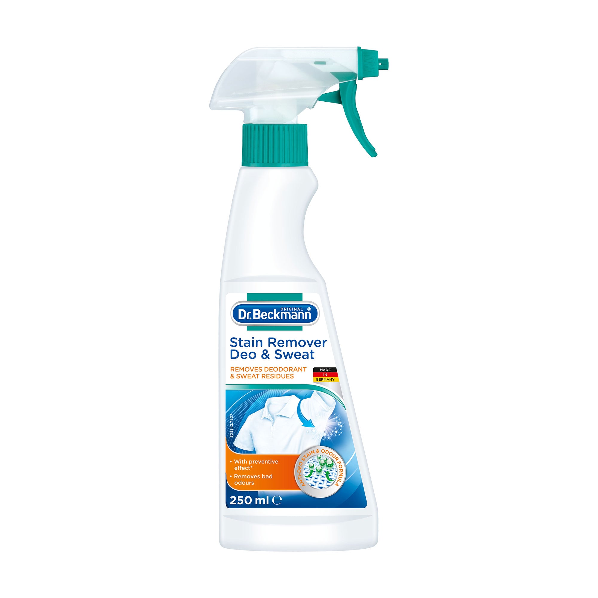 Плямовивідник-спрей від дезодоранту та поту Dr. Beckmann Stain Remover Deo &amp; Sweat, 250 мл